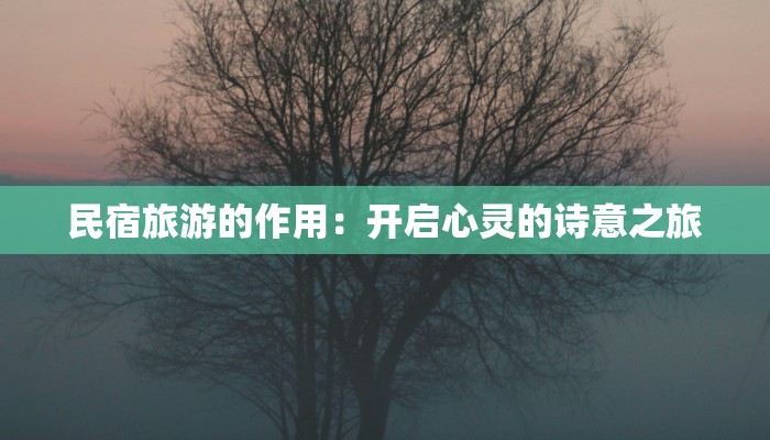 民宿旅游的作用：开启心灵的诗意之旅