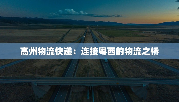 高州物流快递：连接粤西的物流之桥